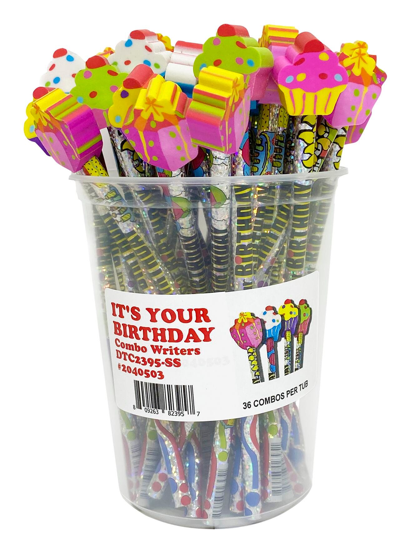 Musgrave Pencil Co Birthday Pencils with Top Erasers, Set of 36, Item Number 2040503